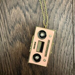 Kate Spade Pink, Gold and Black Cassette Pendant Necklace